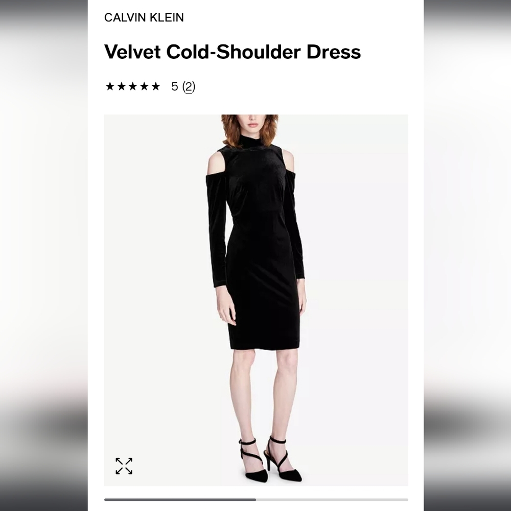 Calvin Klein Black Velvet Dress, Size 14